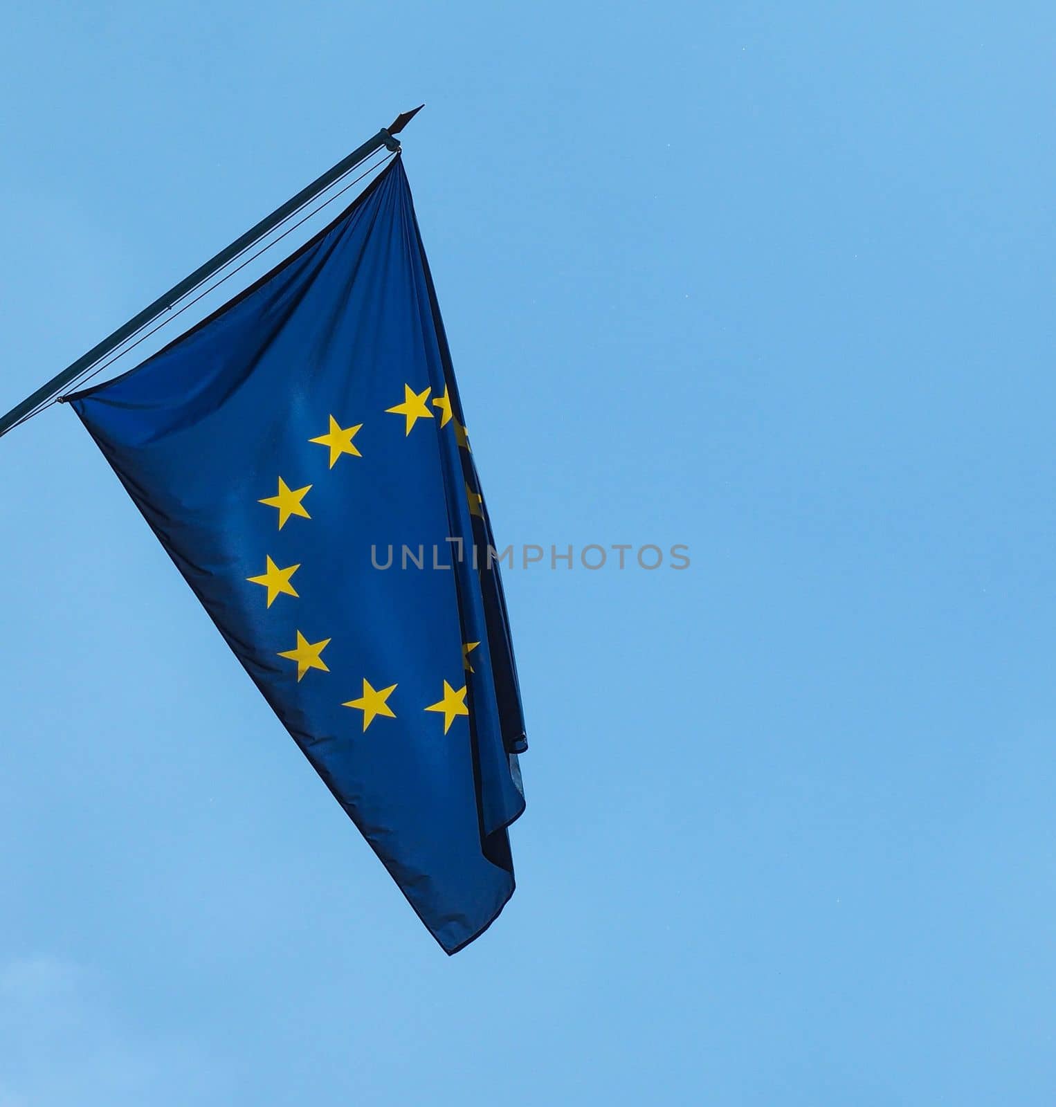 flag of the European Union (EU) aka Europe over blue sky