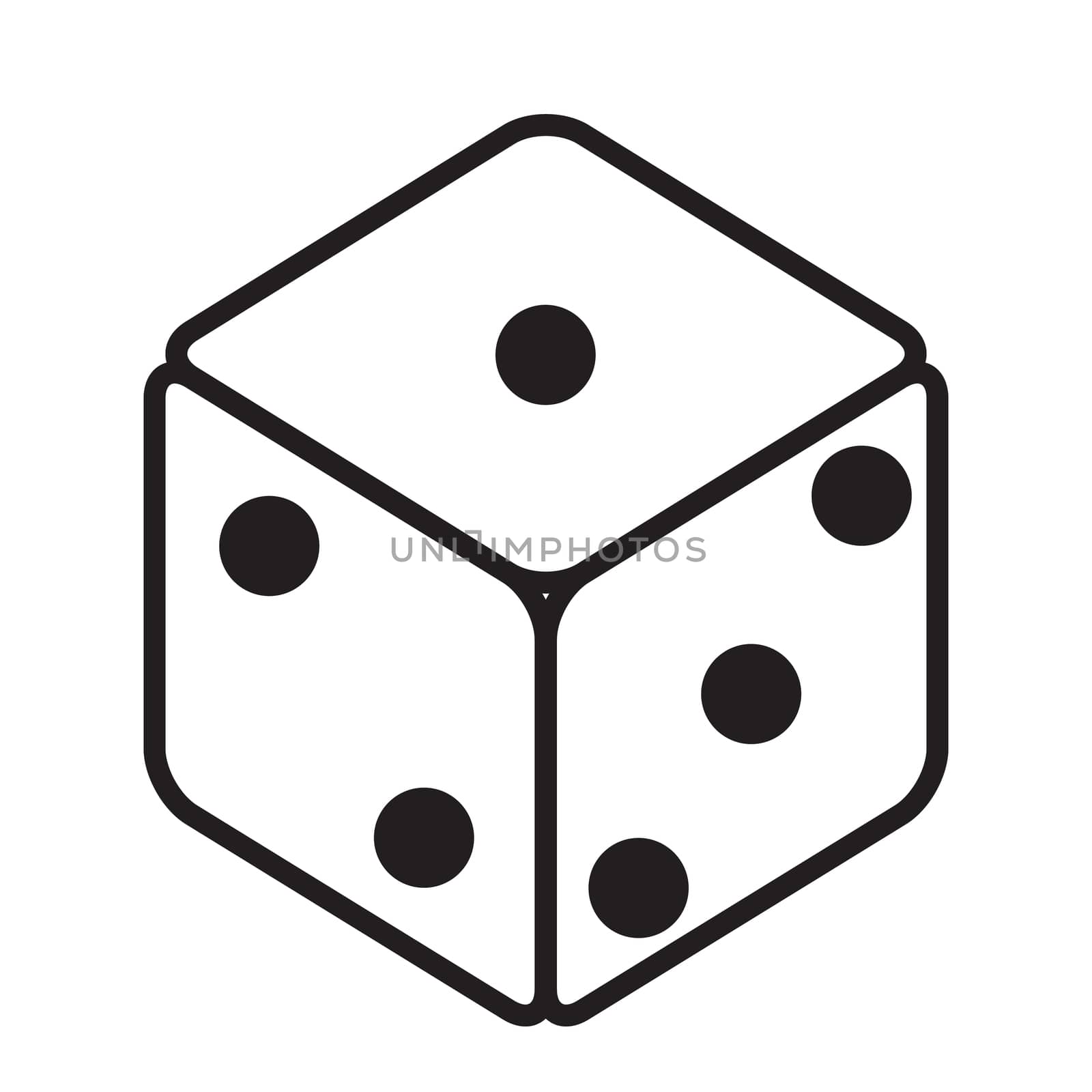 dice icon, black dice cubes on white background. flat style. dic by suthee