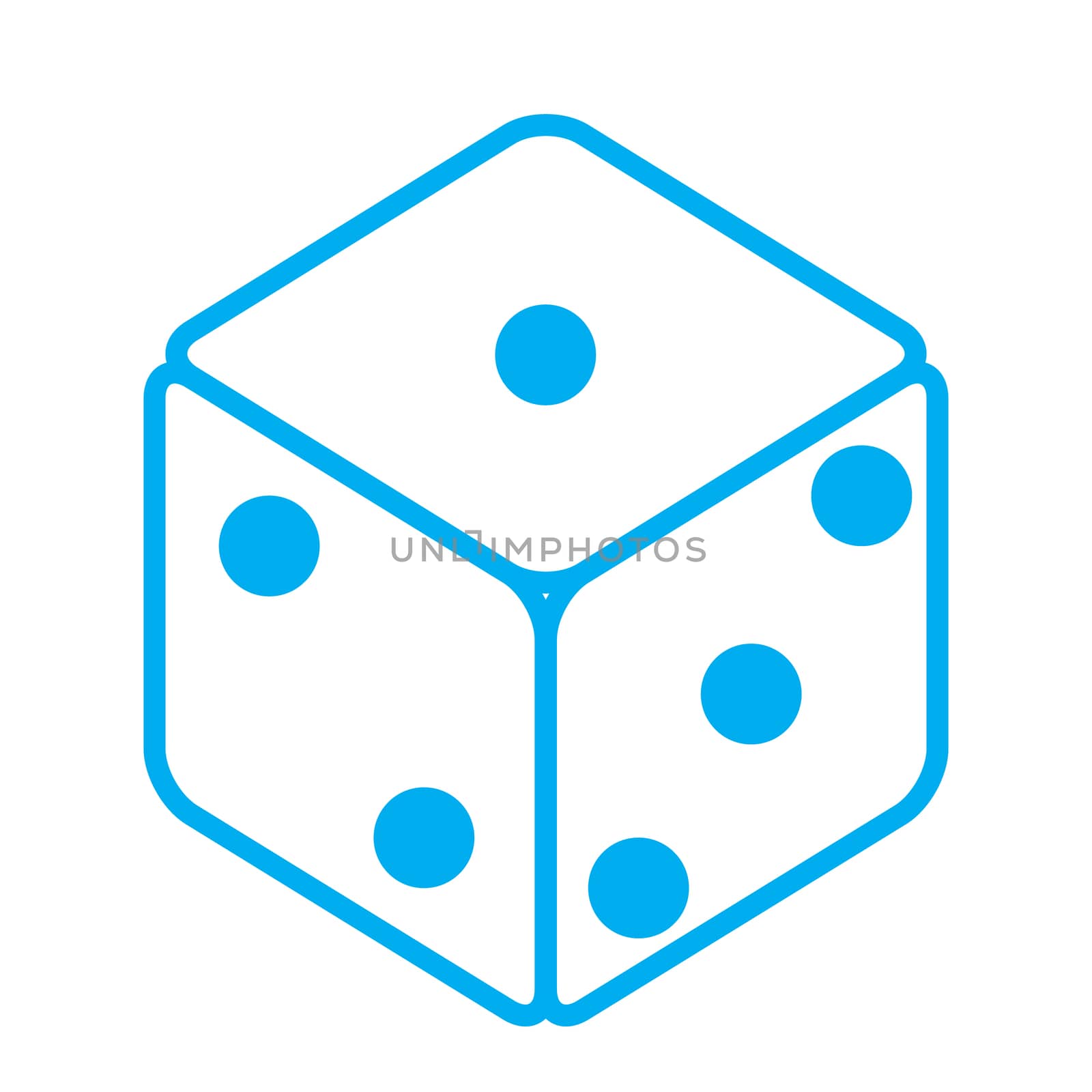 dice icon, blue dice cubes on white background. flat style. dice by suthee