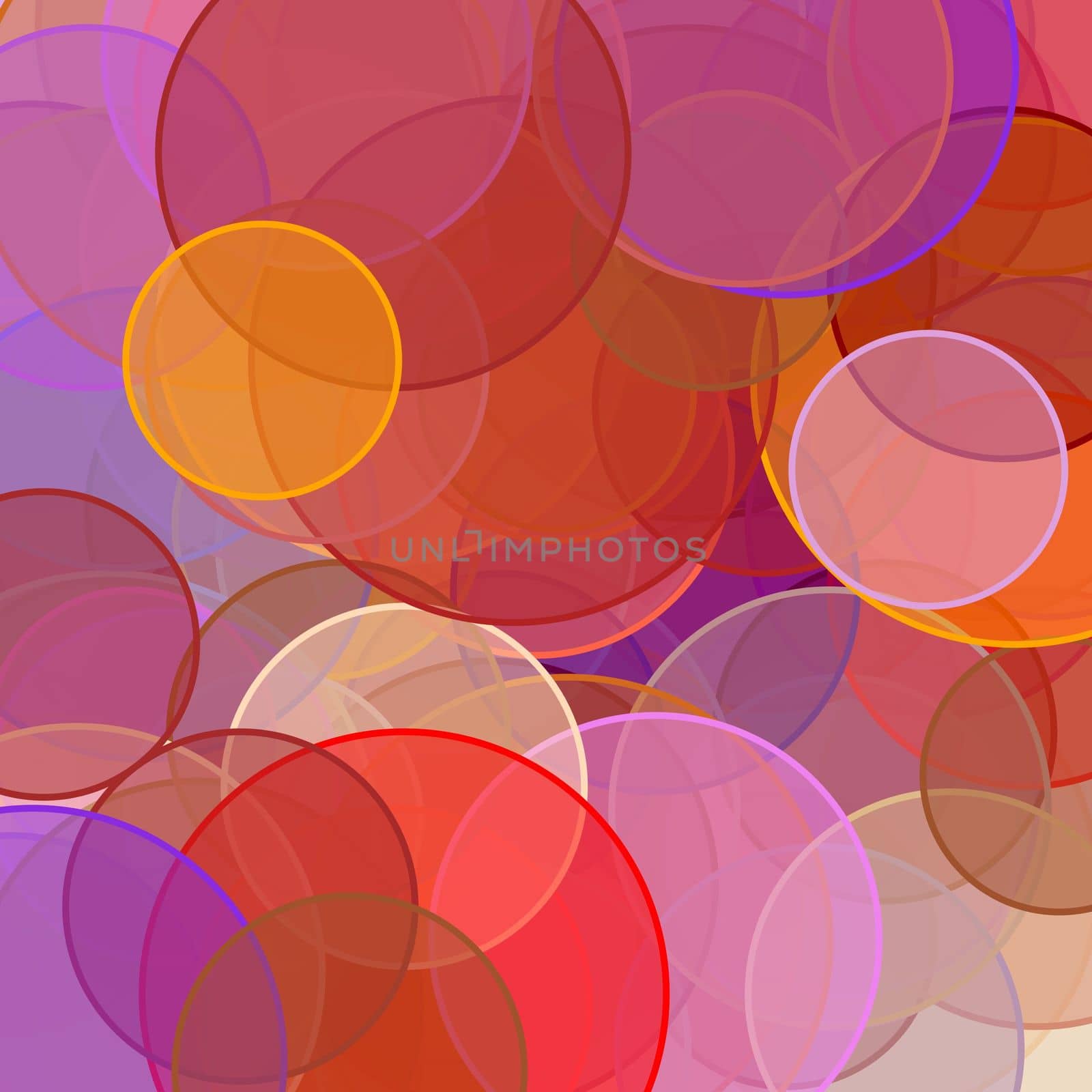 Abstract minimalist red orange brown violet illustration with circles useful as a background