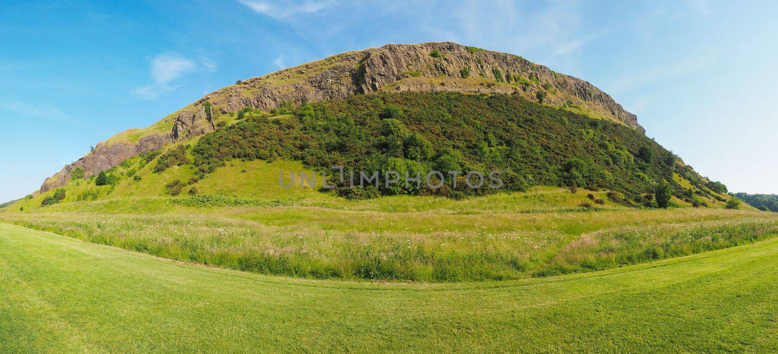 Large high resolution panoramic view of Arthur's Seat in Edinburgh, UK