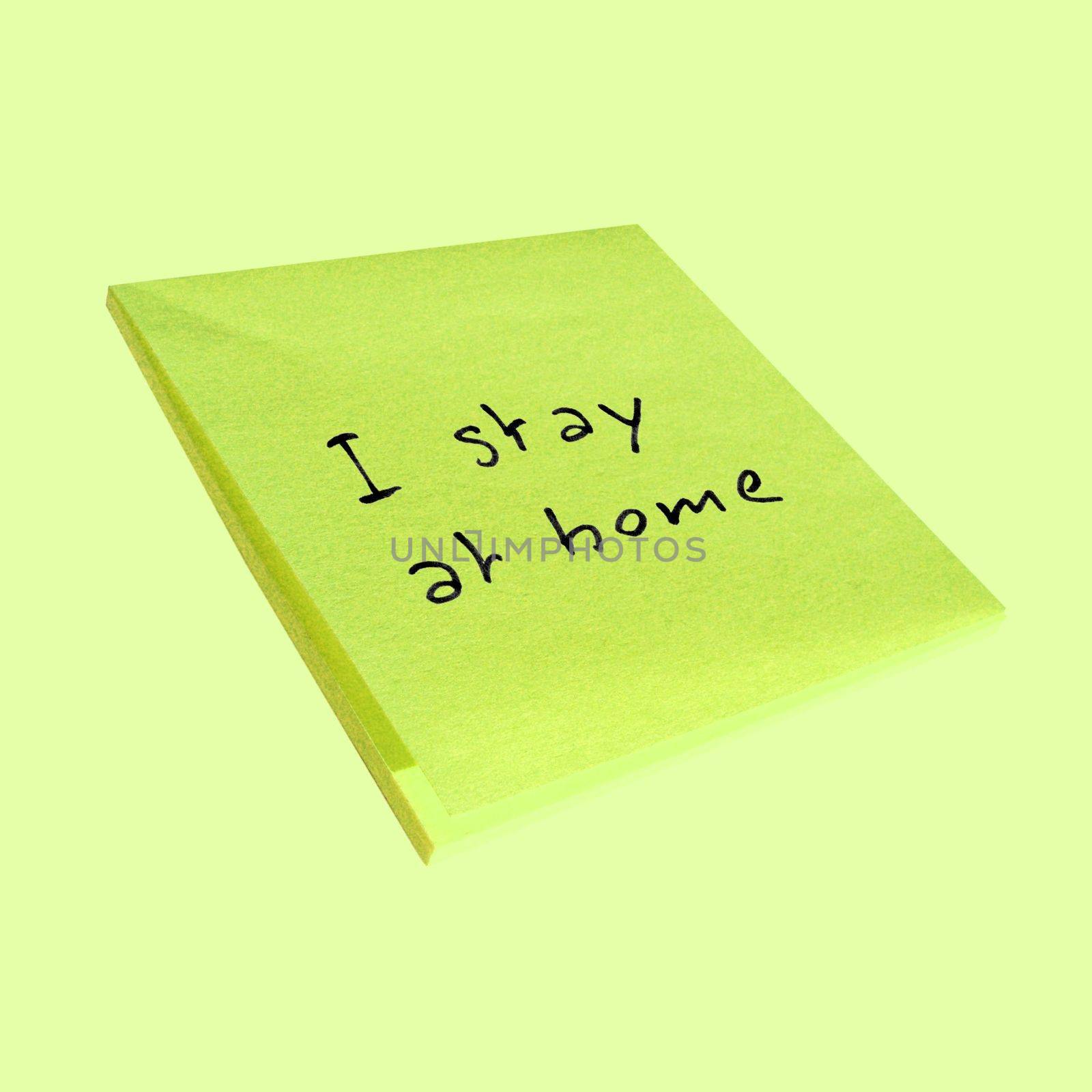 I stay at home sticky note isolated