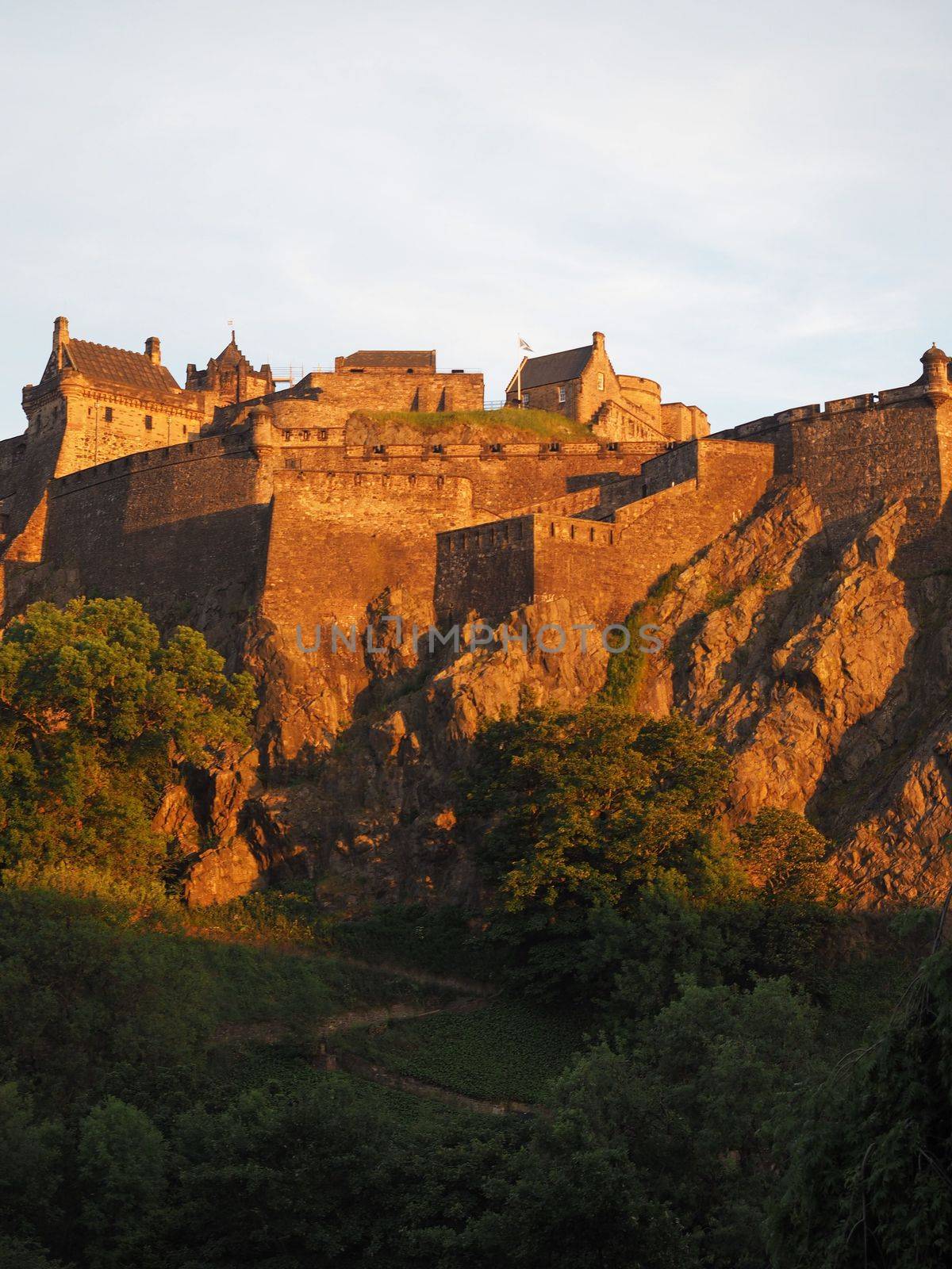 Edinburgh castle on the Castle Rock at sunset