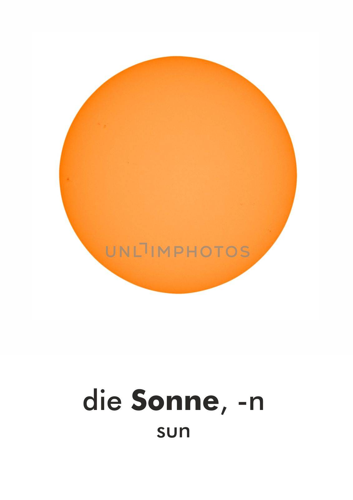 German word card: die Sonne (sun)