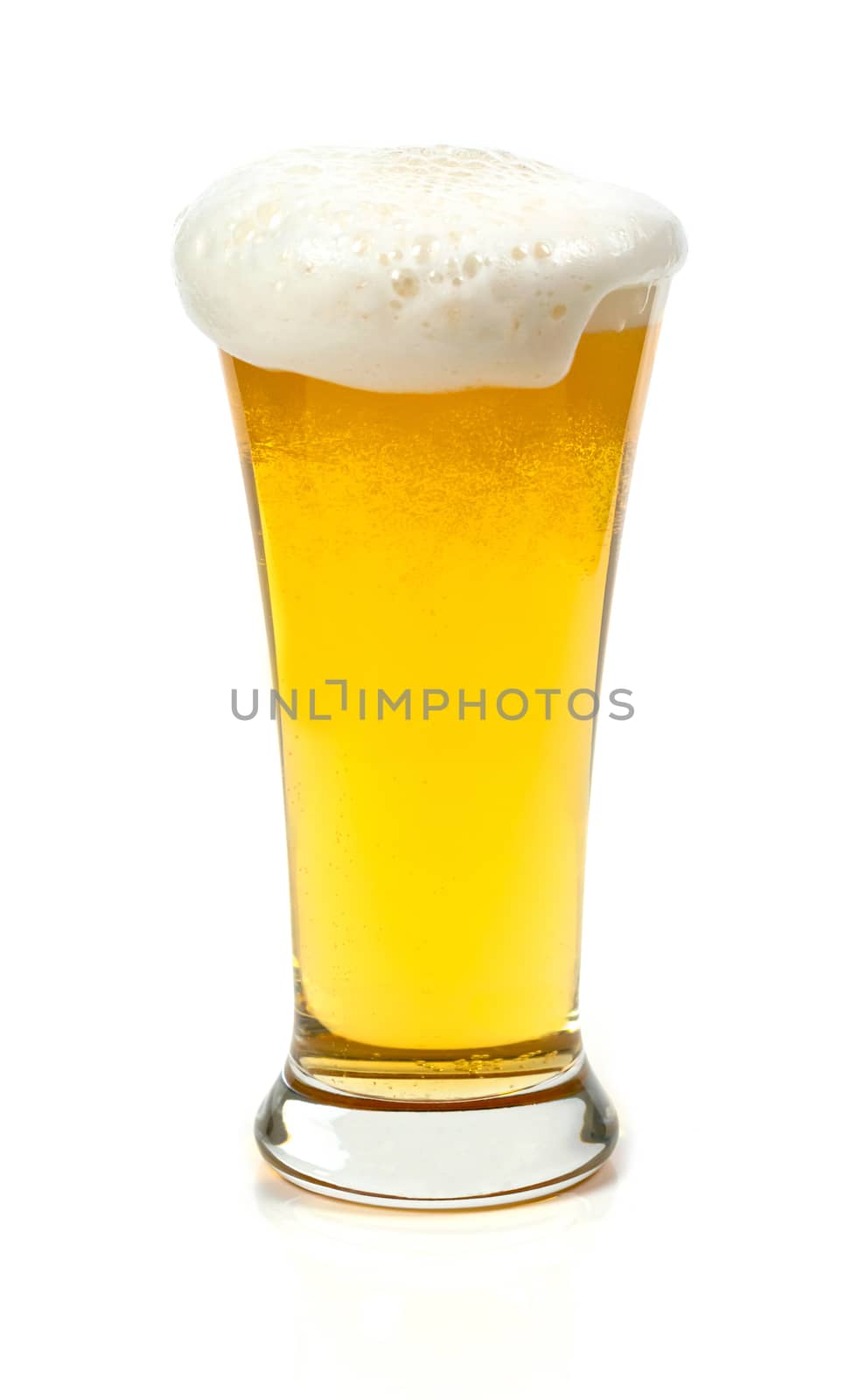 Beer in a glass on white background