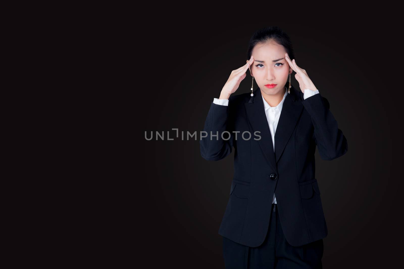 A young business woman have stress overworking with suffering fr by nnudoo