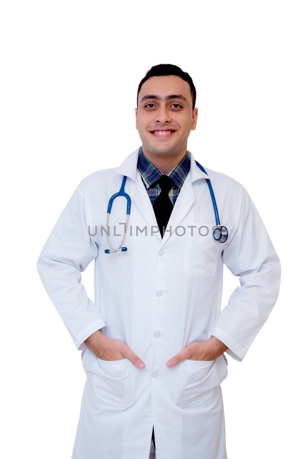 portrait of male doctor isolated on white background