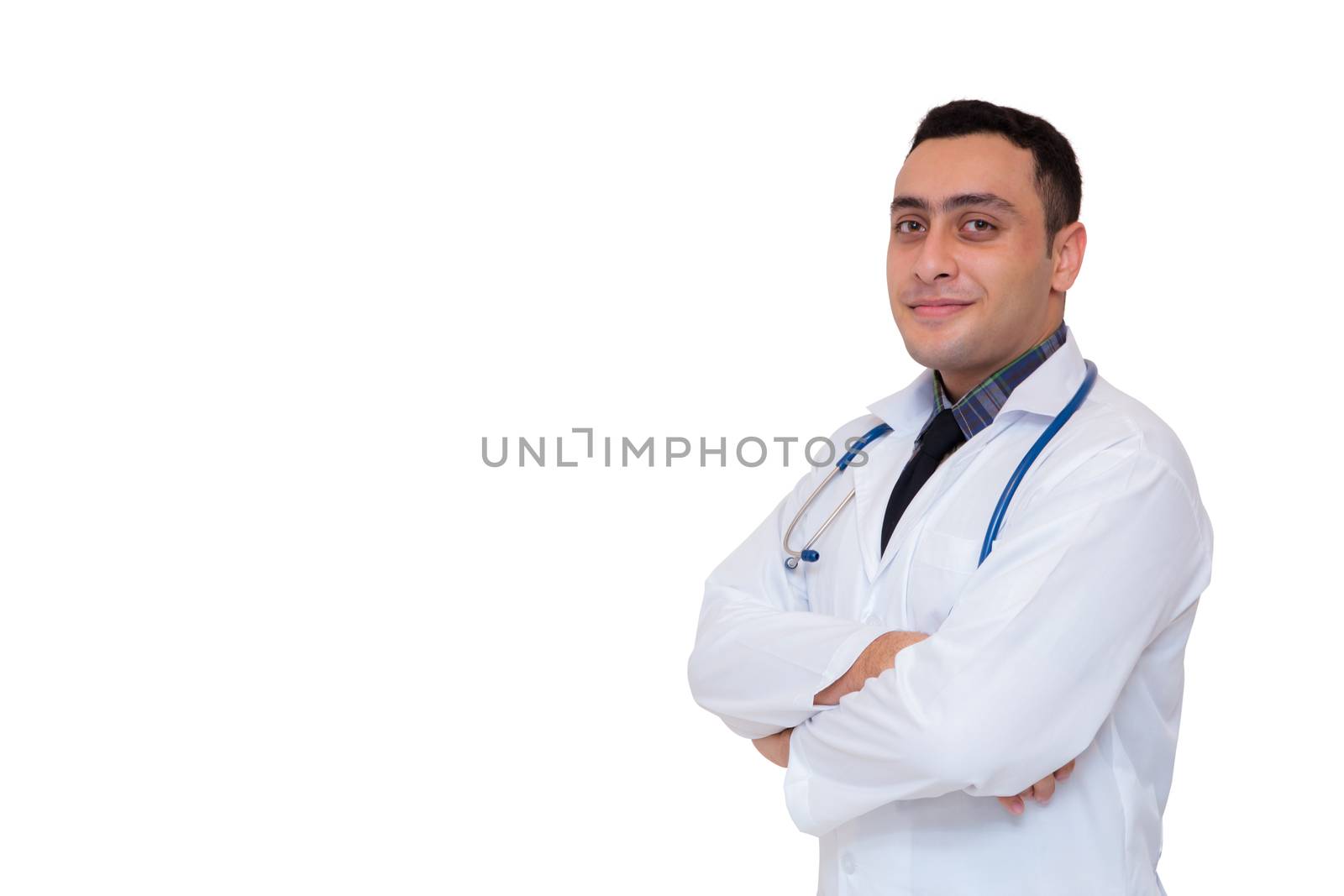 portrait of male doctor isolated on white background by nnudoo