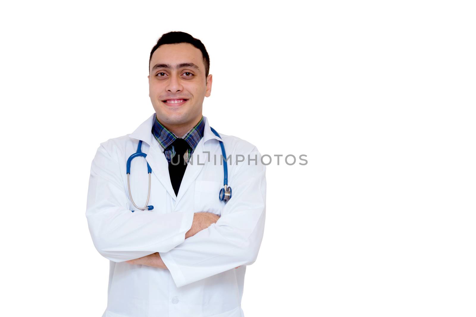 portrait of male doctor isolated on white background