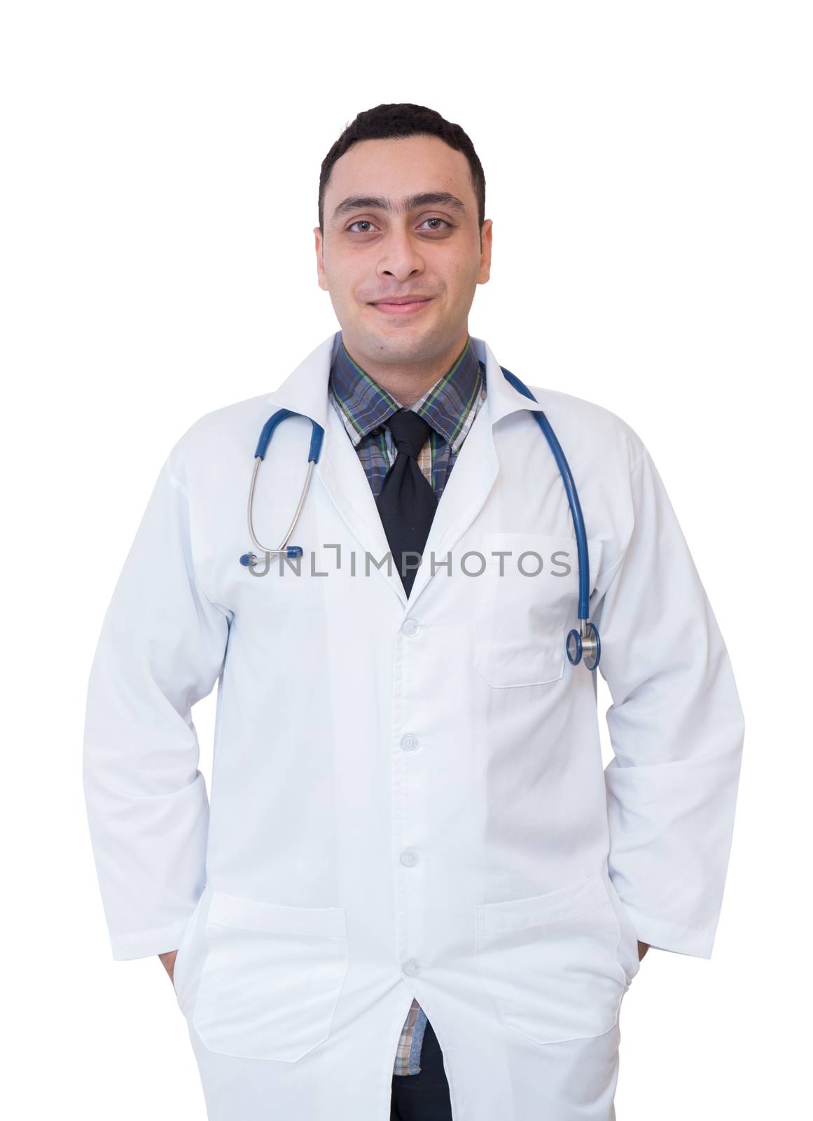 portrait of male doctor isolated on white background