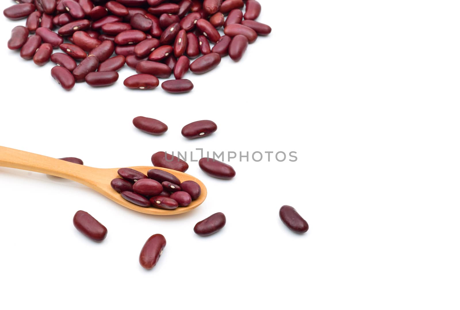 Grains Red beans in a sack on a white background by sompongtom