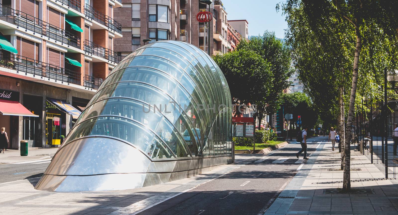 Bilbao, Spain - July 19, 2016 : Metro station in the city of Bilbao, Spain. The line was opened on 11 November 1995 and serves aglomeration