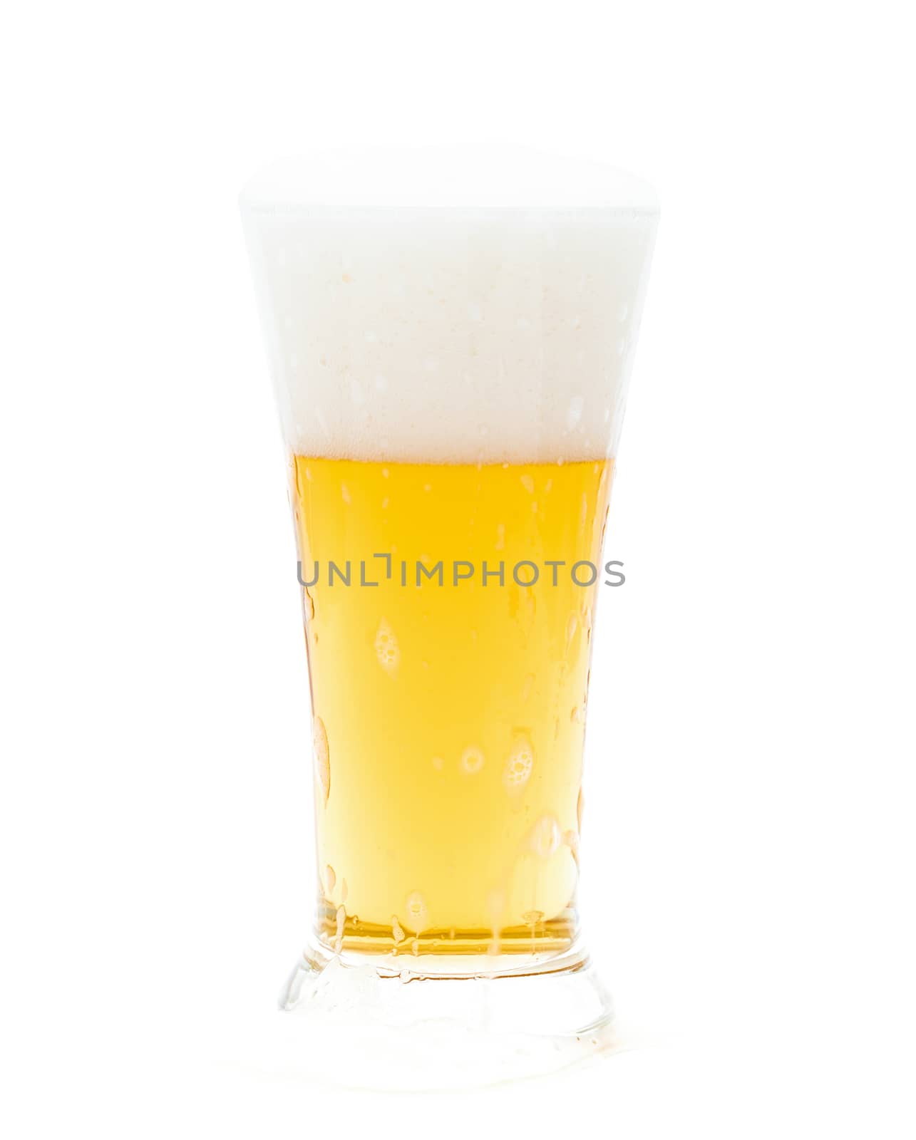 Beer in a glass on white background by sompongtom