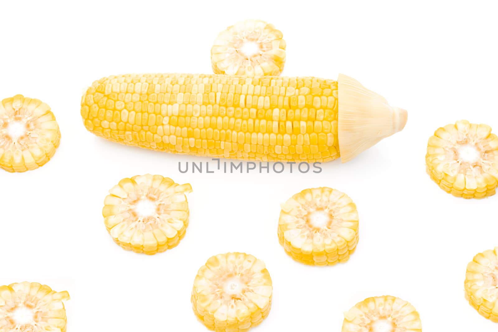 Corn boiled On a white background by sompongtom
