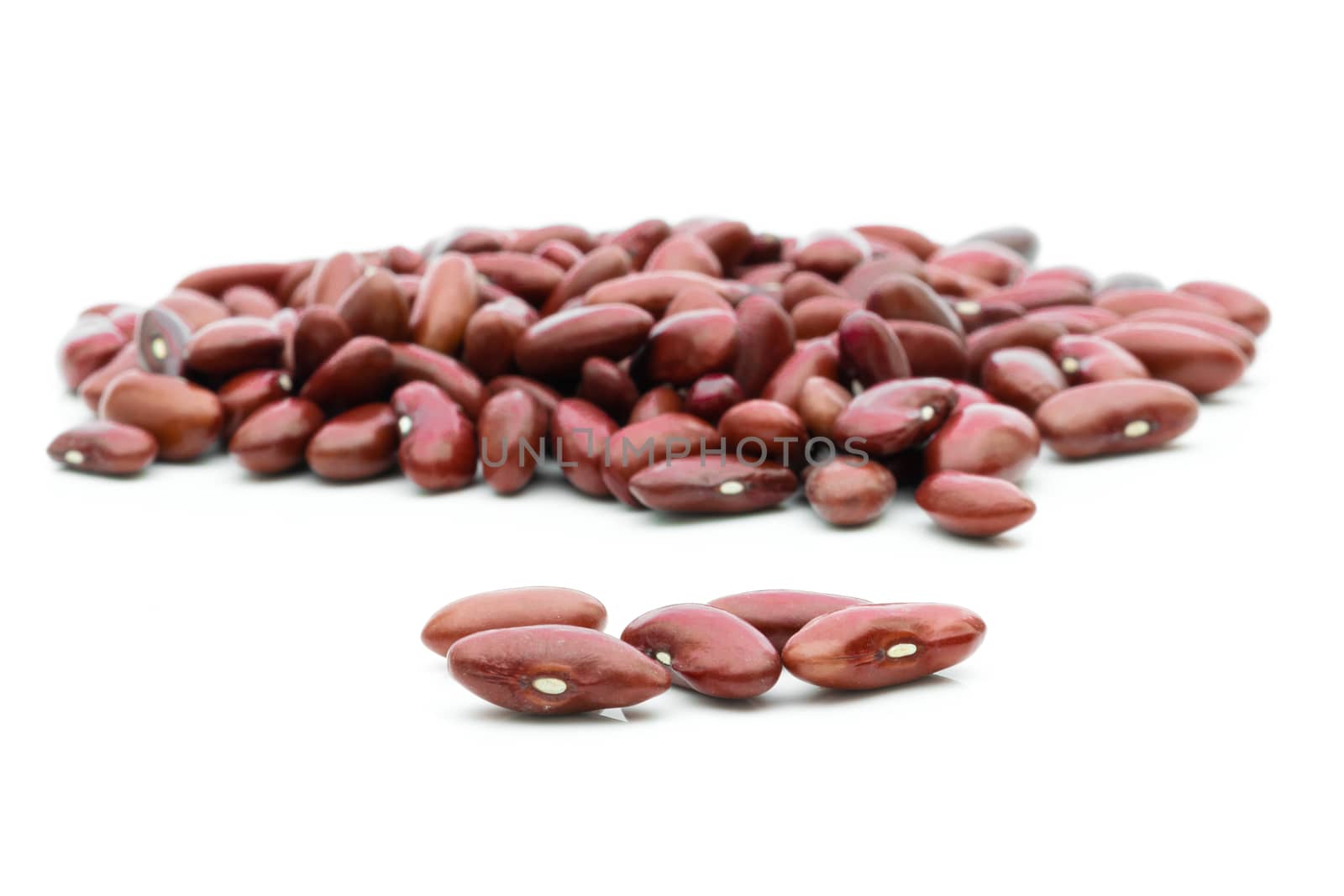 Grains Red beans in a sack on a white background