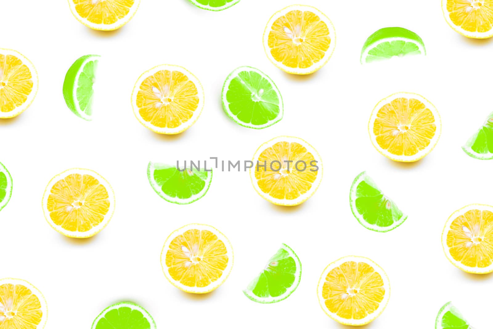 lemons refreshing Yellow and green on a white background by sompongtom