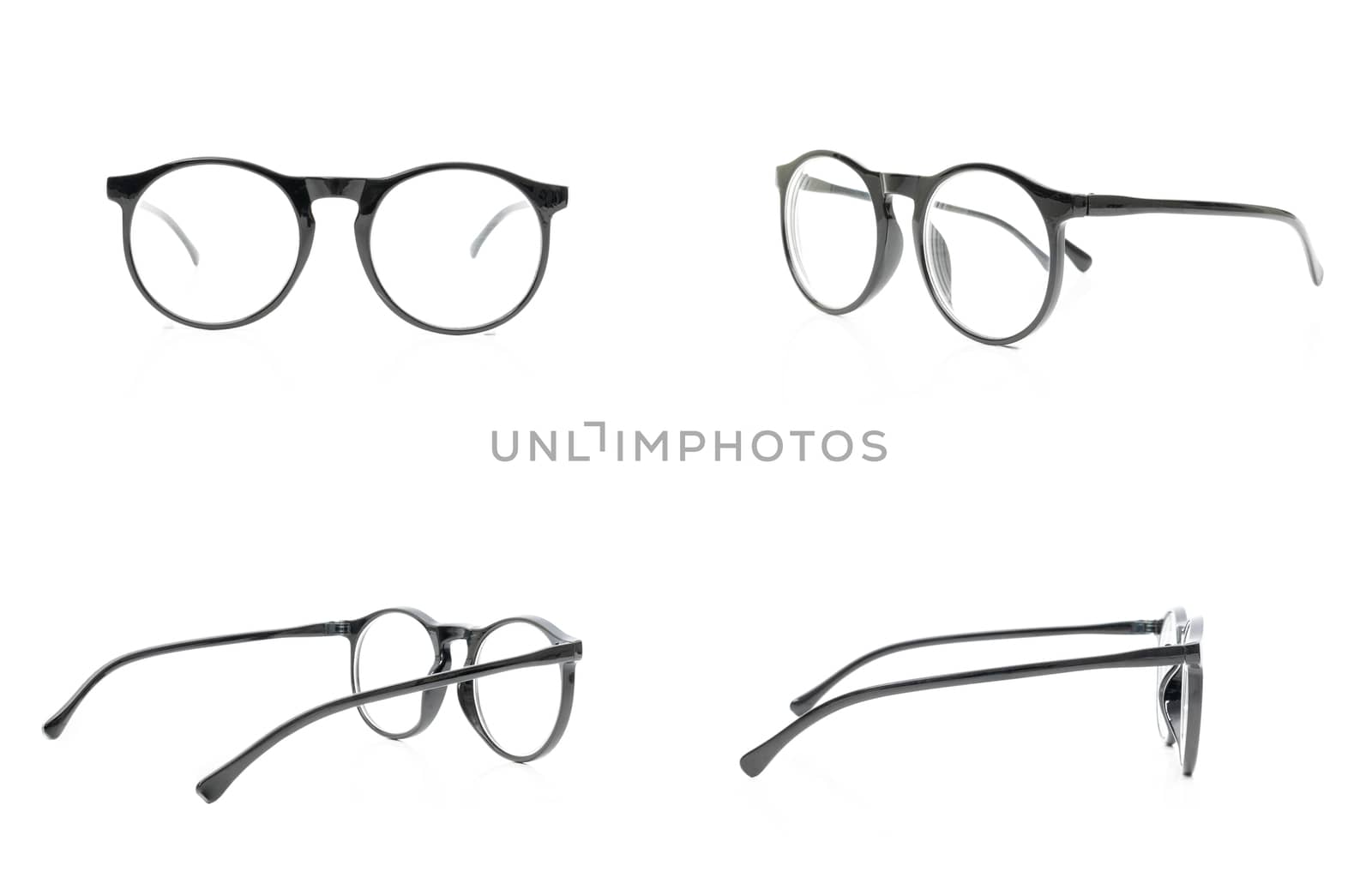 Collection Glasses black on white background by sompongtom