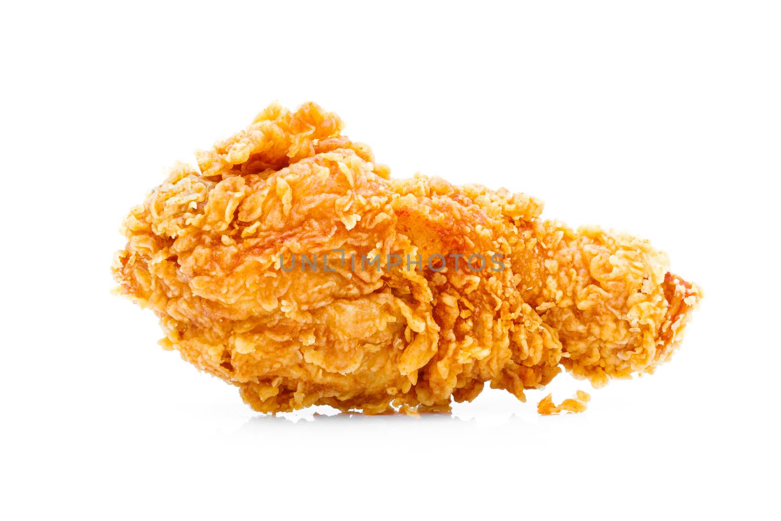 Fried Crispy Chicken on a white background by sompongtom