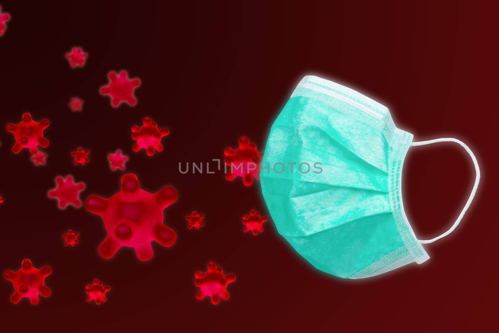 Mask virus protection Coronavirus 2019 (Covid-19) on a Red background by sompongtom