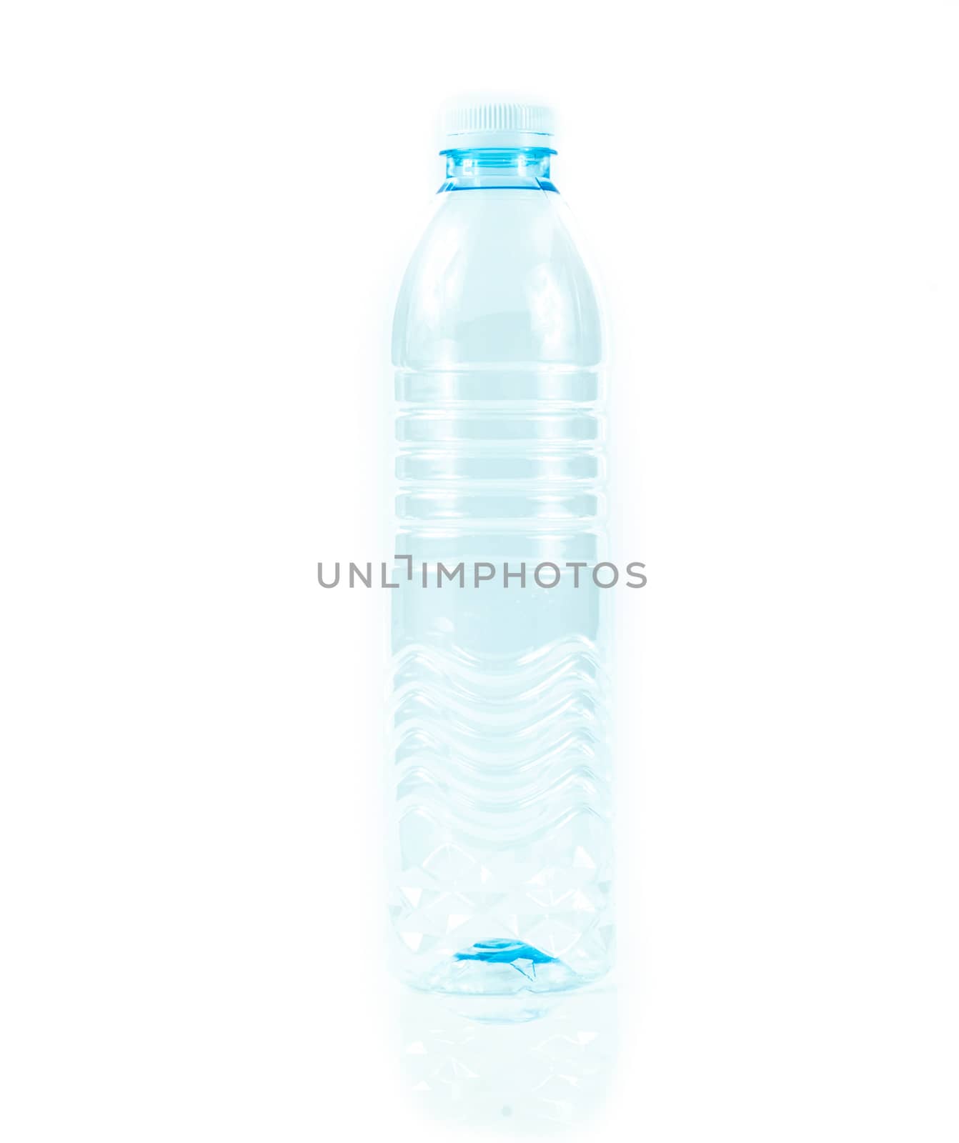 Plastic water bottle On a white background by sompongtom
