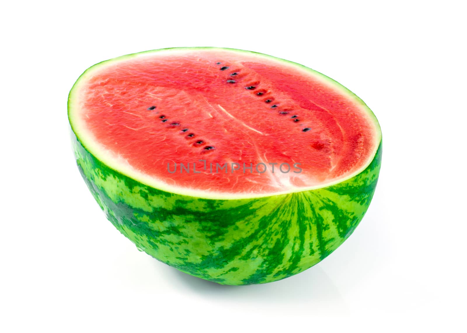 Fruit watermelon cut in half on the white ground