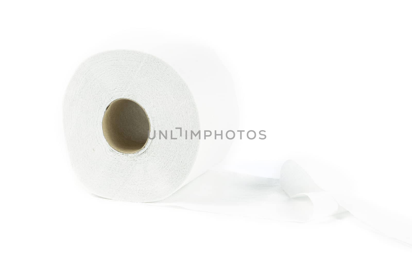 Toilet paper tissue on a white background by sompongtom