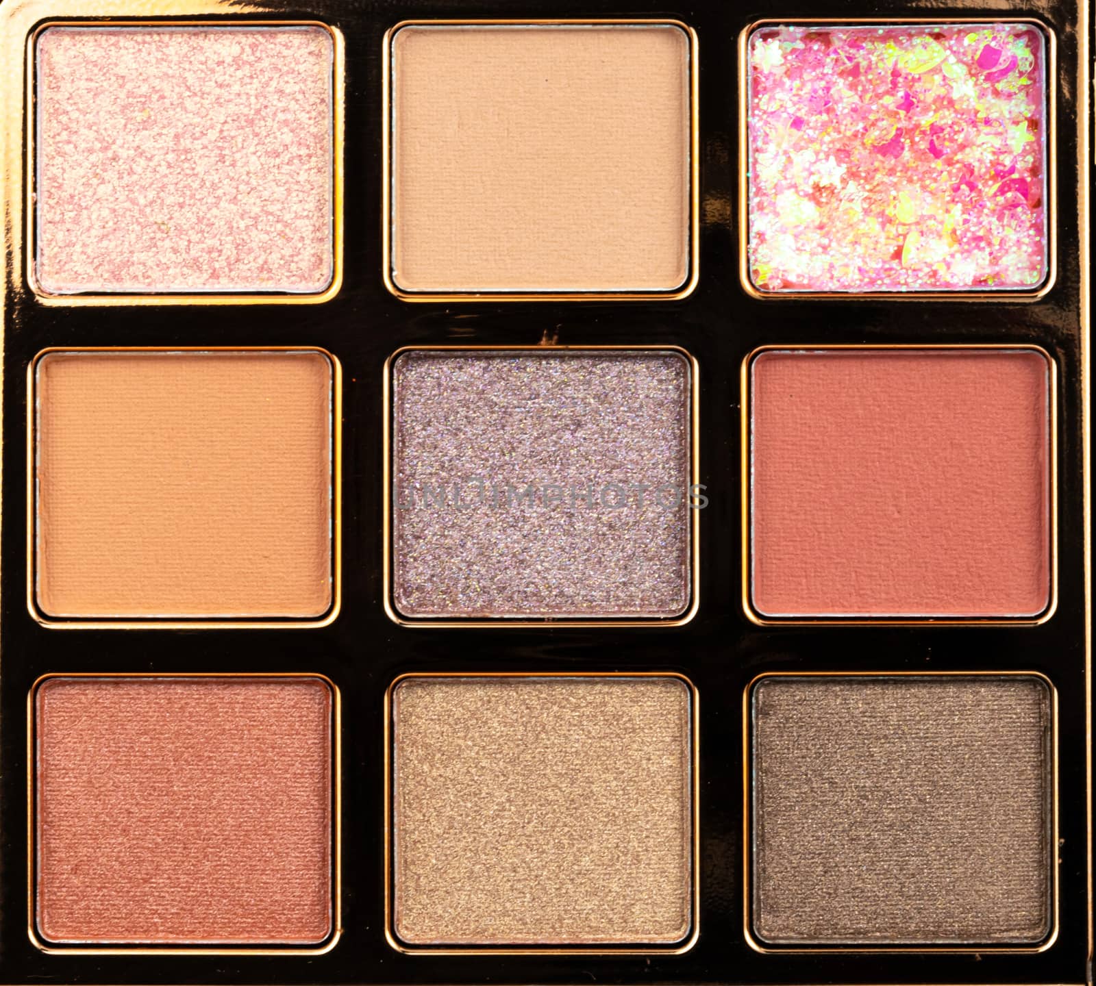 Palette of eyeshadows in Many colors tones