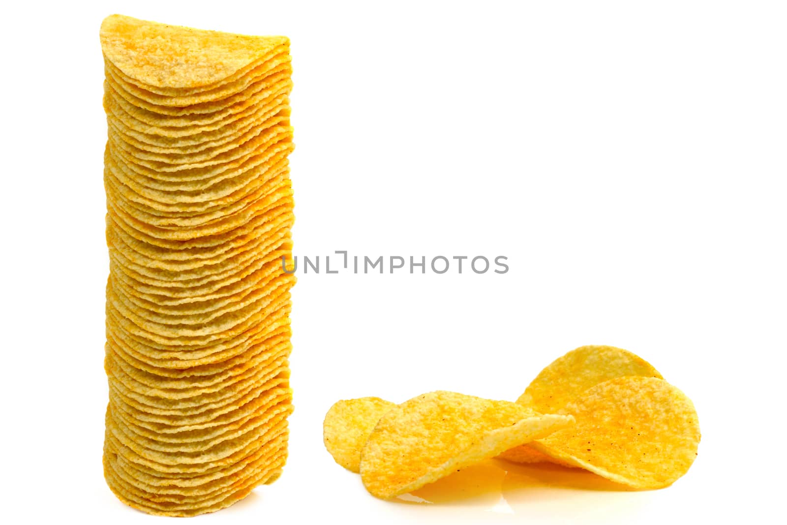 Potato Chips on a white background