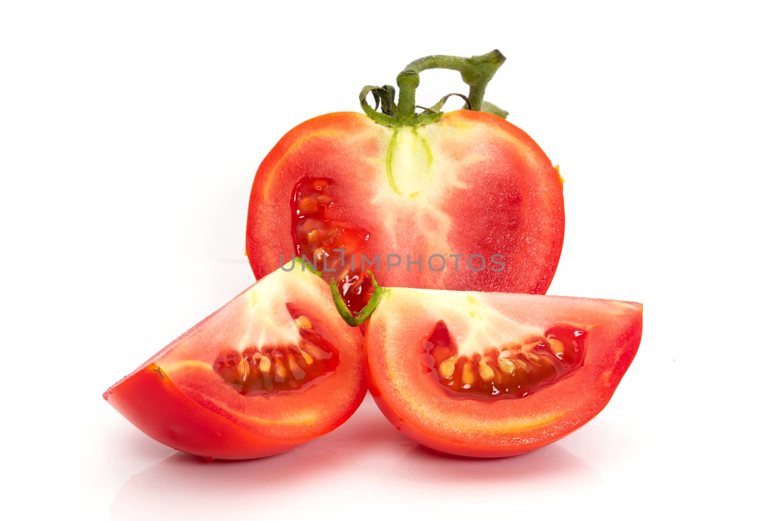 Tomato red color on a white background by sompongtom