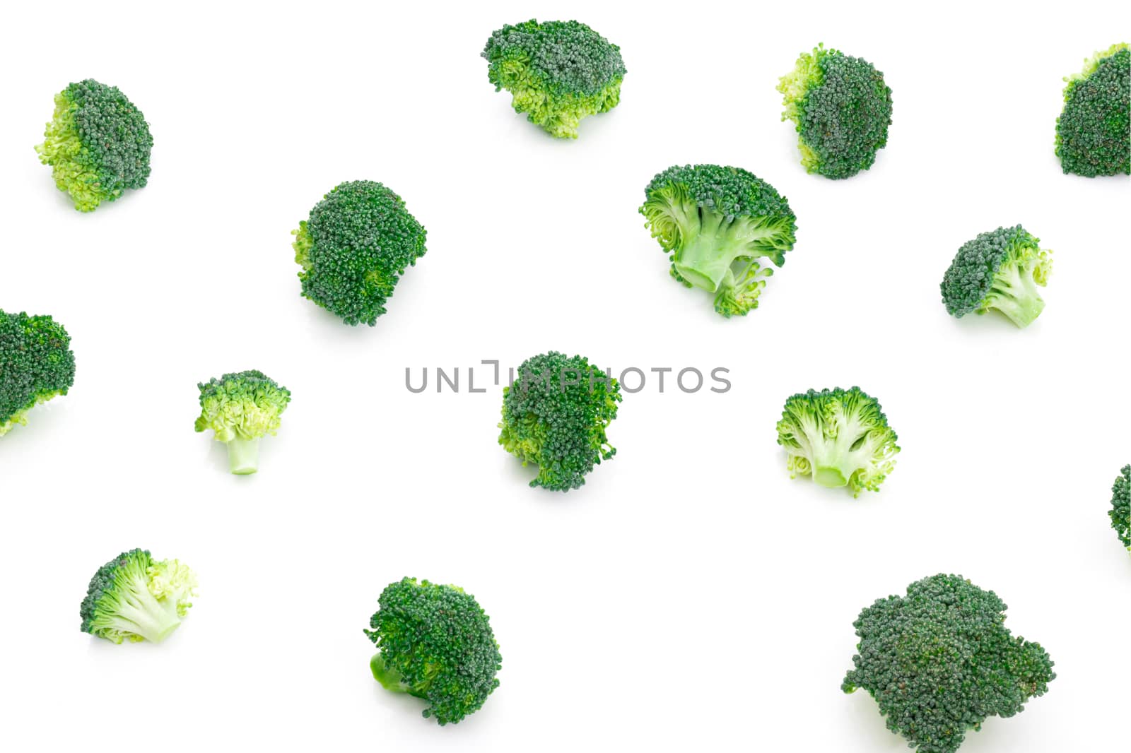 Broccoli vegetable on a white background by sompongtom