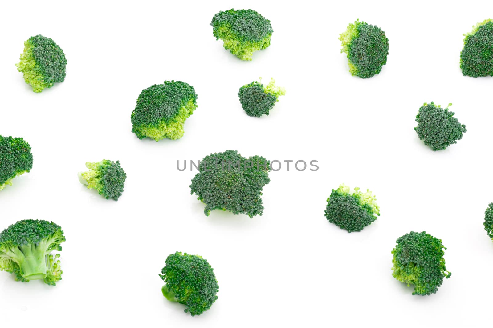 Broccoli vegetable on a white background by sompongtom