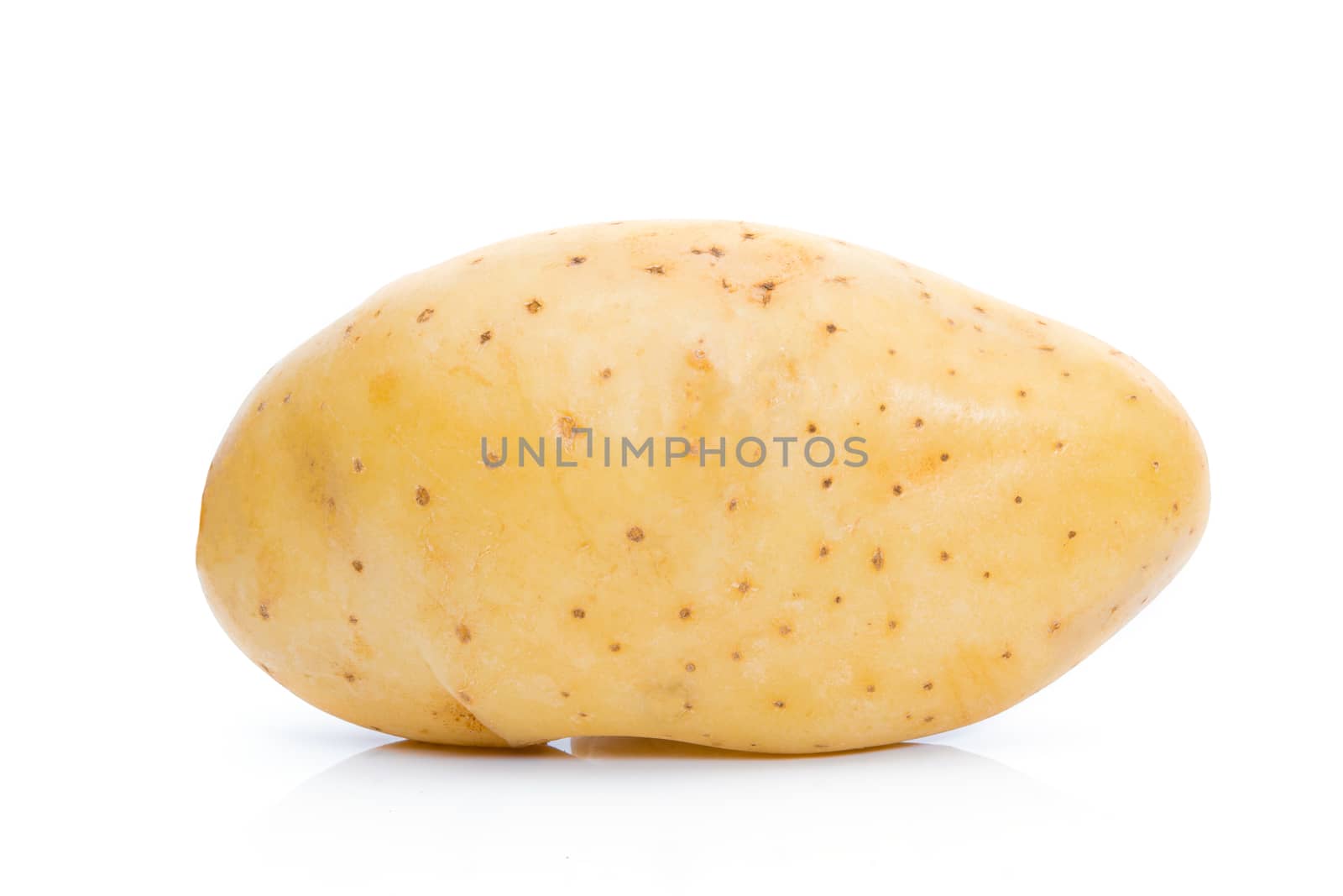 Potato raw on a white background