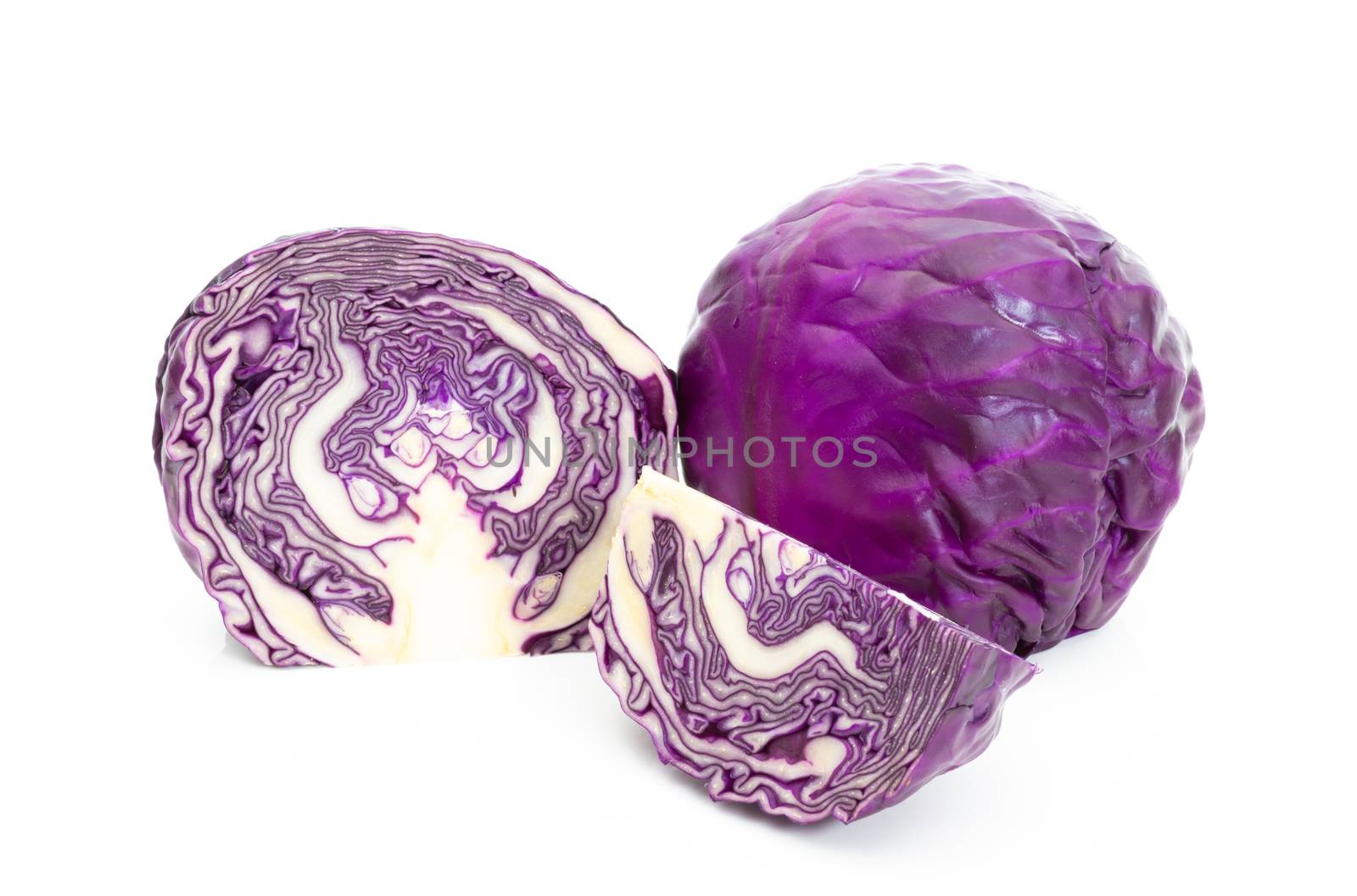 Red cabbage on a white background by sompongtom