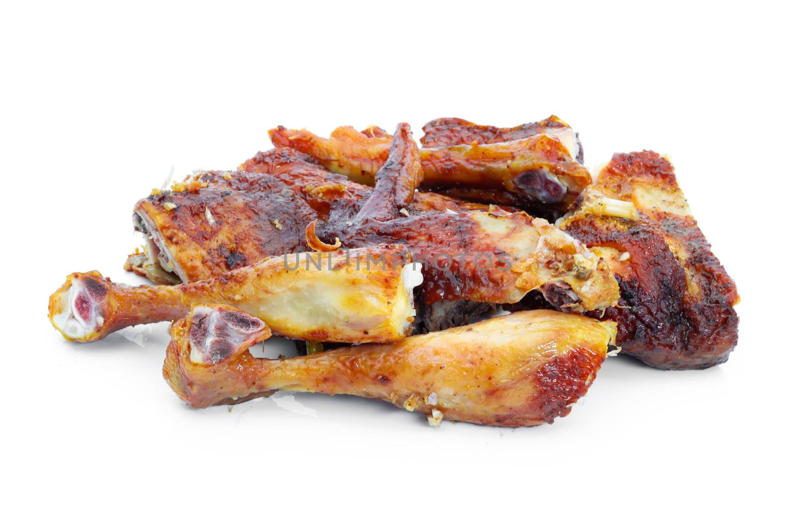 Grilled chicken food on a white background