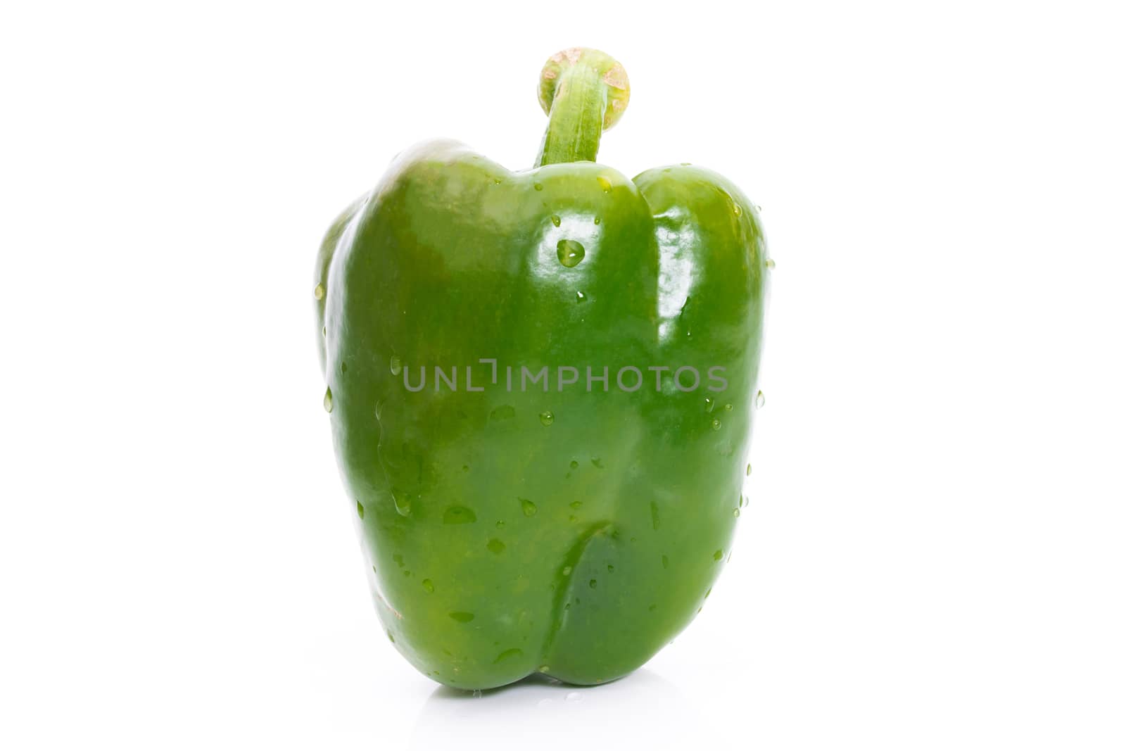 Large bell pepper green on a white background