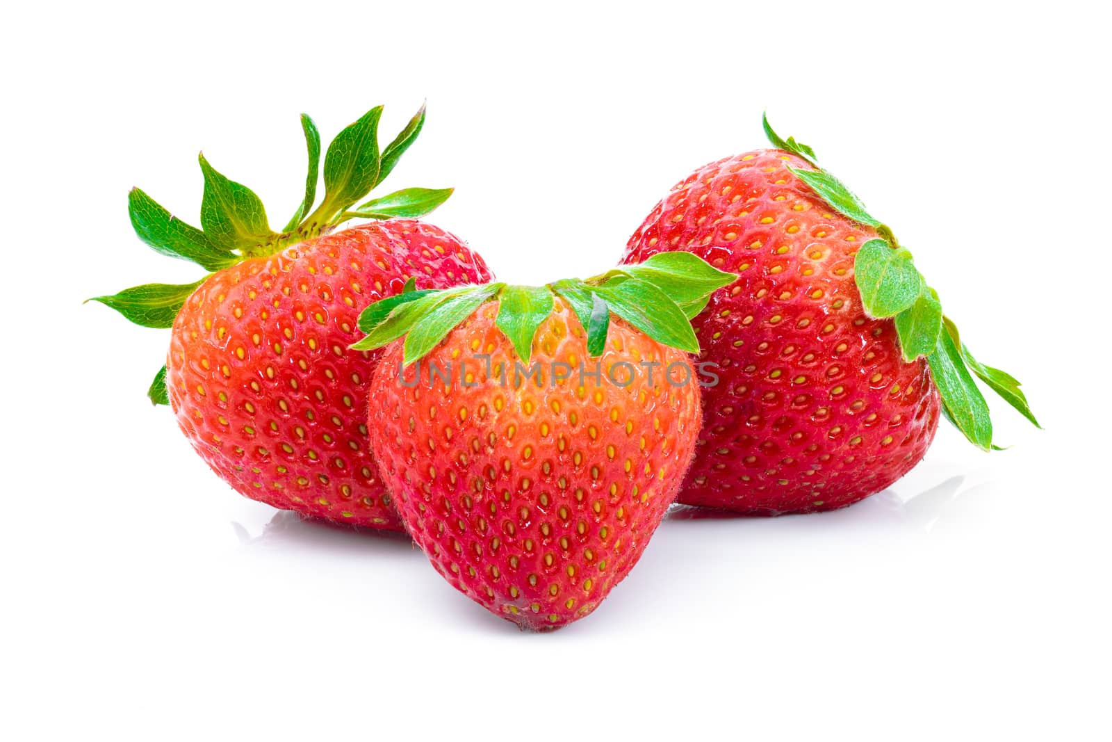 Fresh red strawberries on white background.