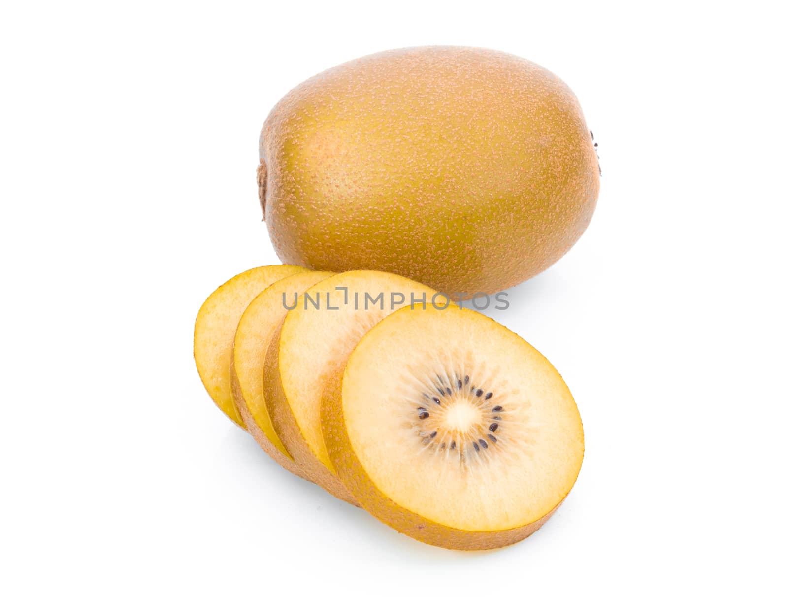 Golden kiwi fruit on a white background by sompongtom