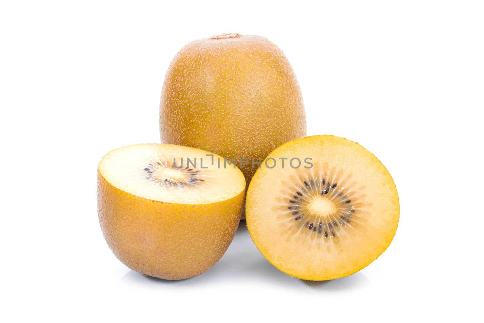 Golden kiwi fruit on a white background by sompongtom