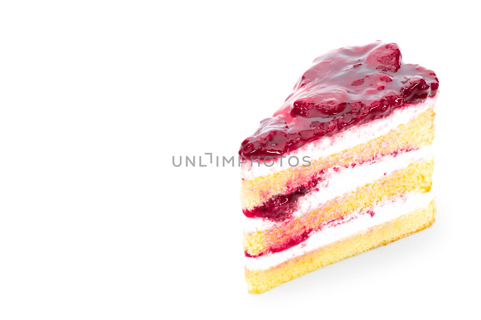 Jam Strawberry Cake on a white background by sompongtom
