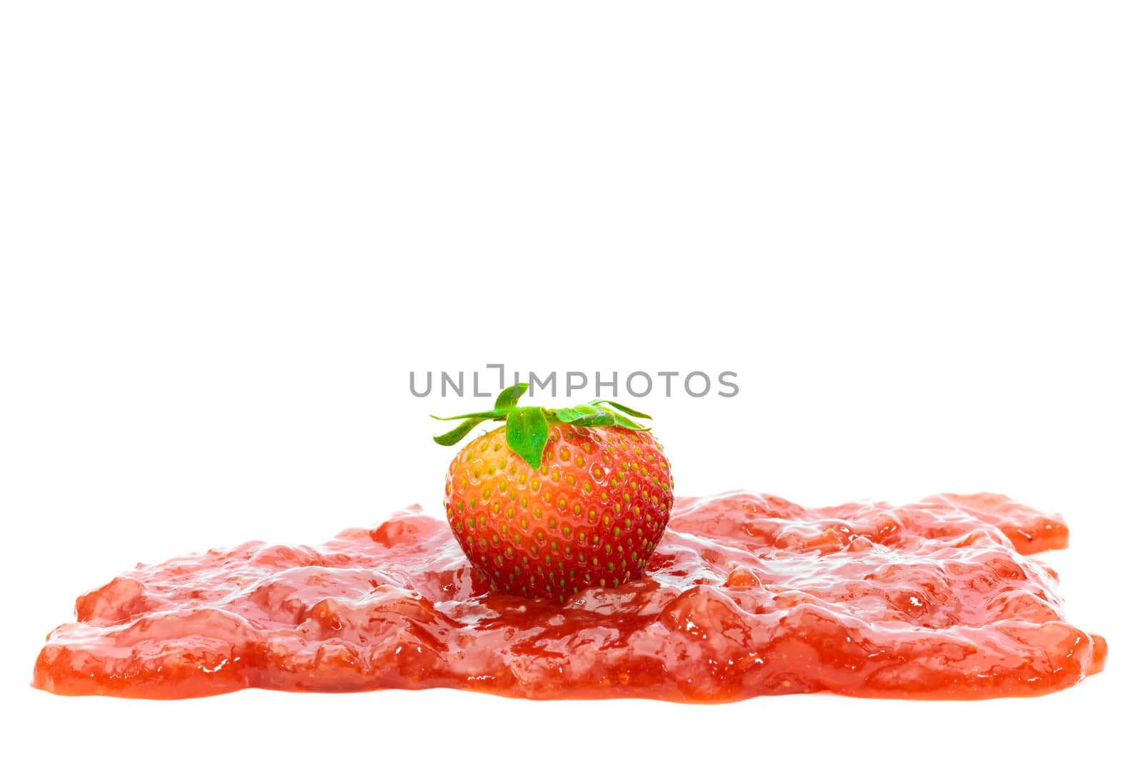 Strawberry and Jam on white background.