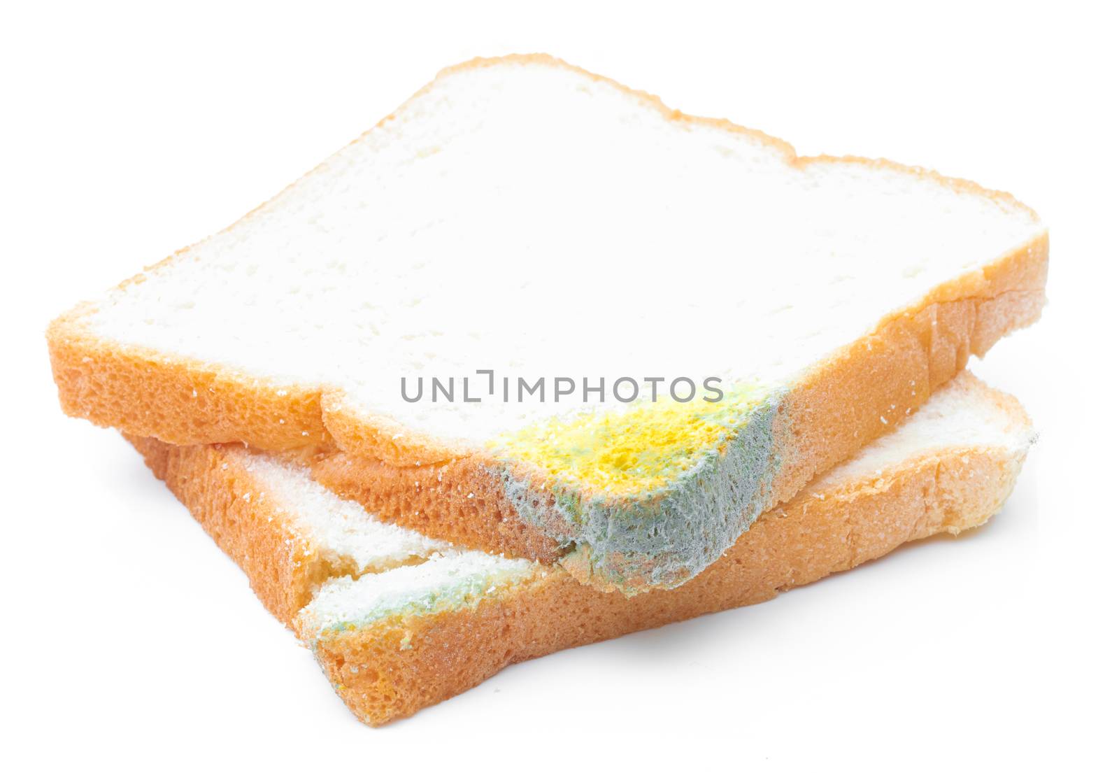 Bread molded on a white background