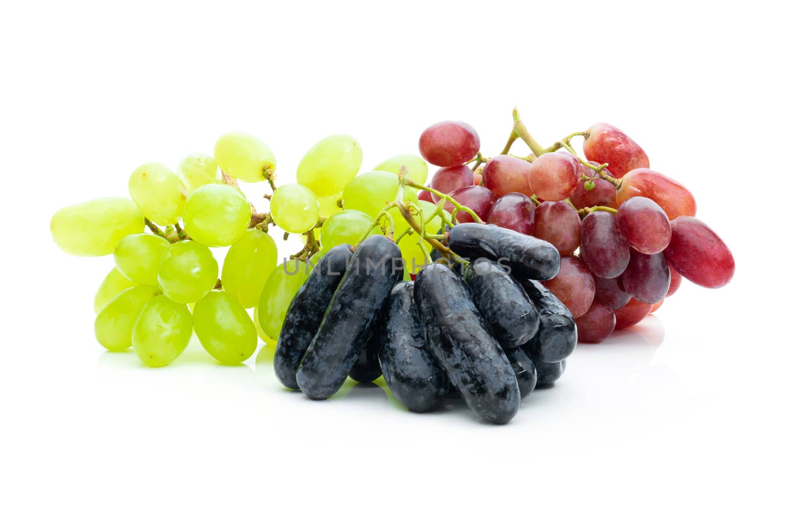 Grape green and red on a white background