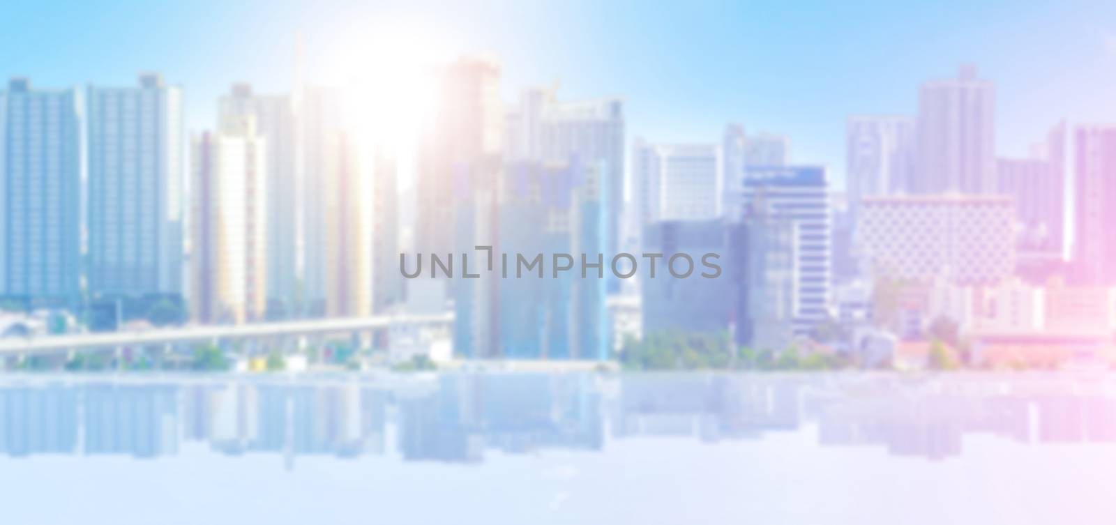 City background and tall buildings Blurred images