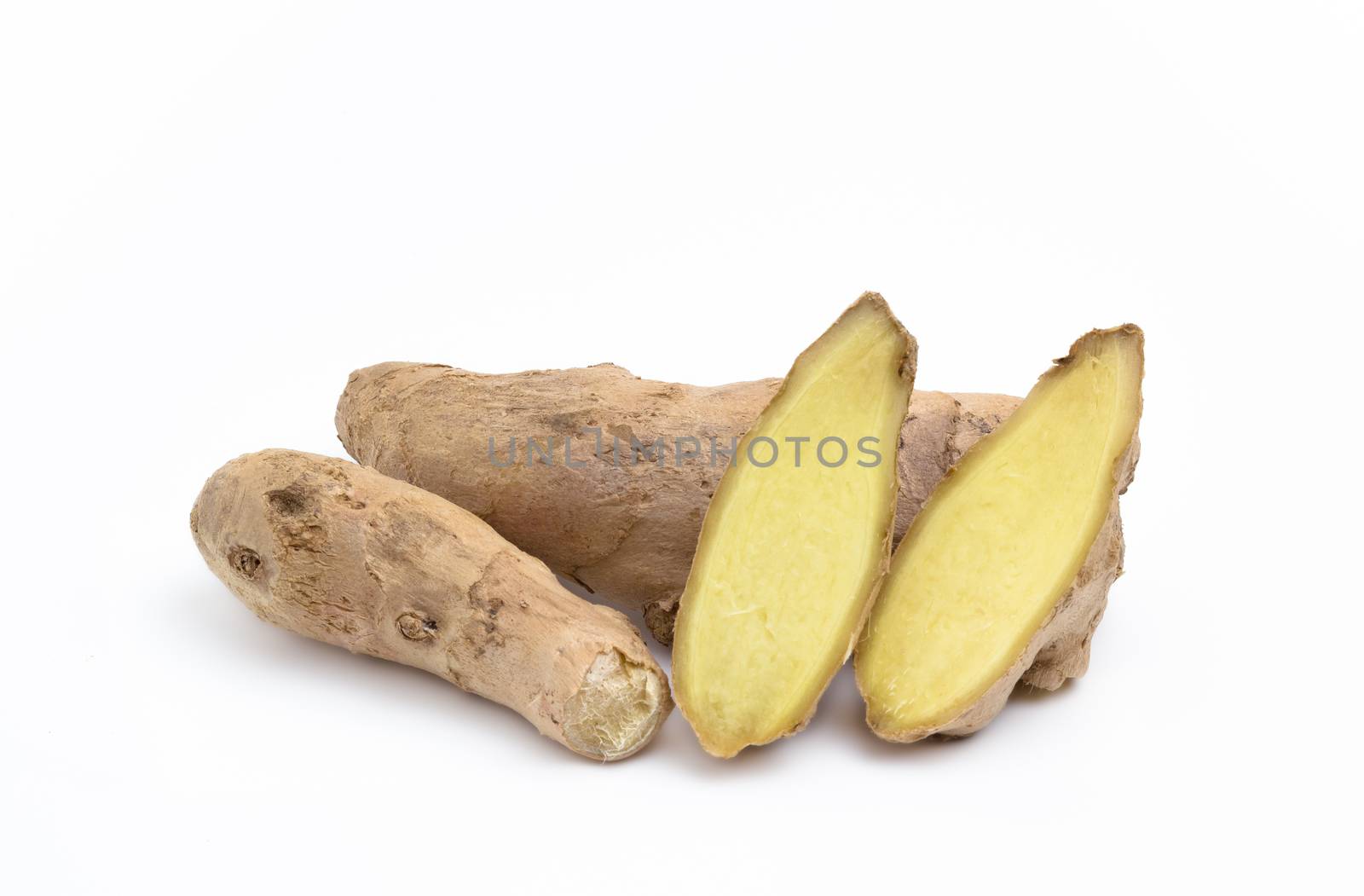 Ginger root isolated on a white studio background