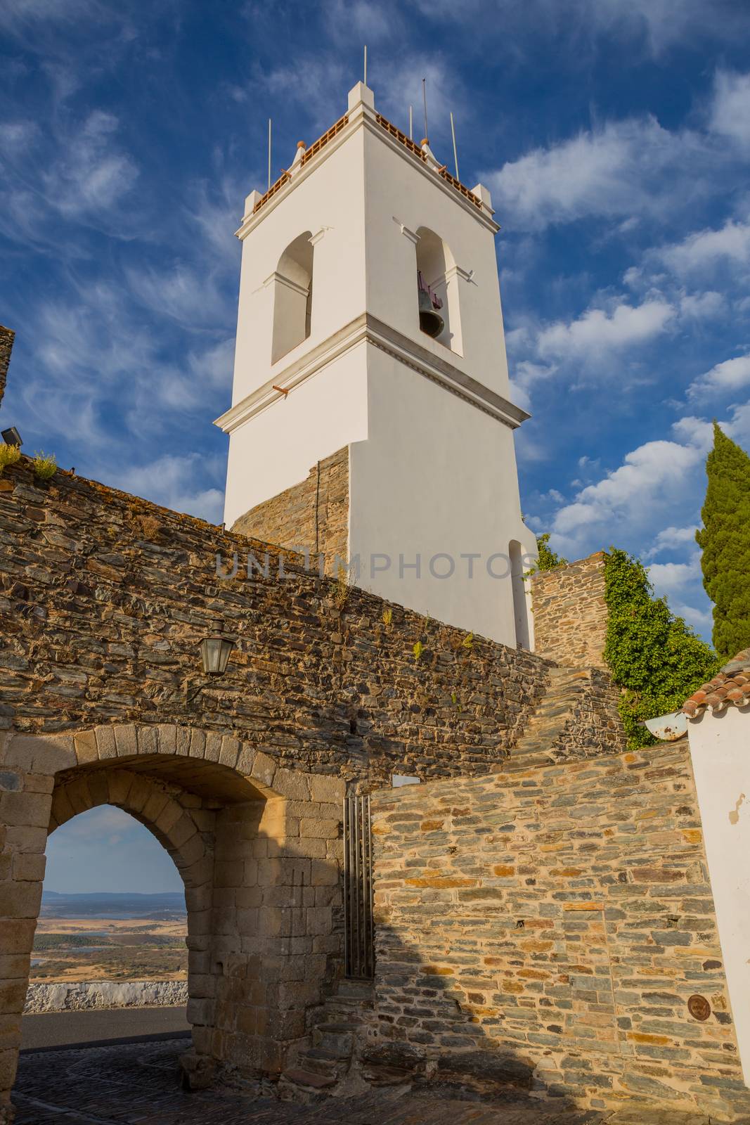 View of the town gate in the historic village, in Monsaraz, Portugal