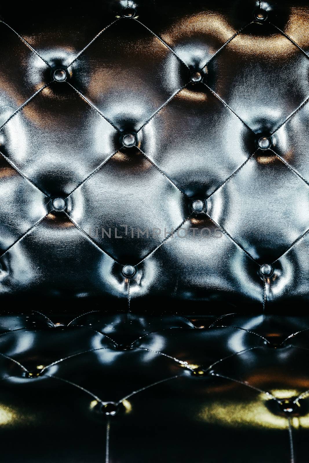 Close up black luxury leather sofa