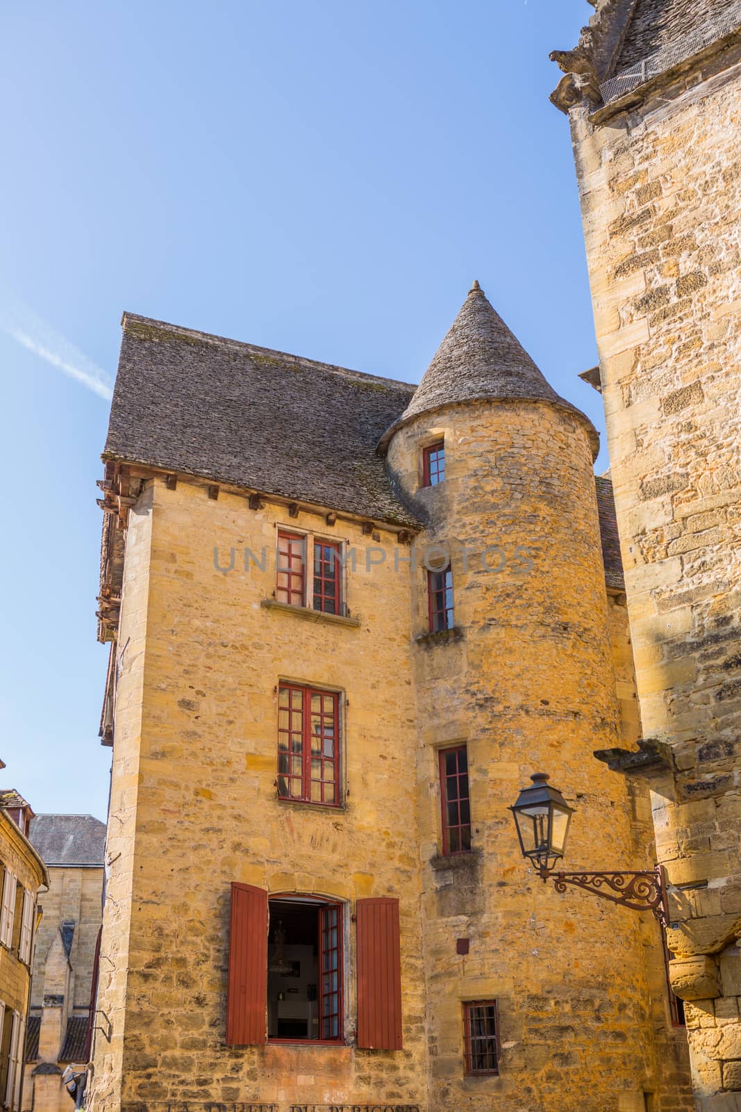 Historic houses in Sarlat la Caneda in Dordogne Department, Aquitaine, France