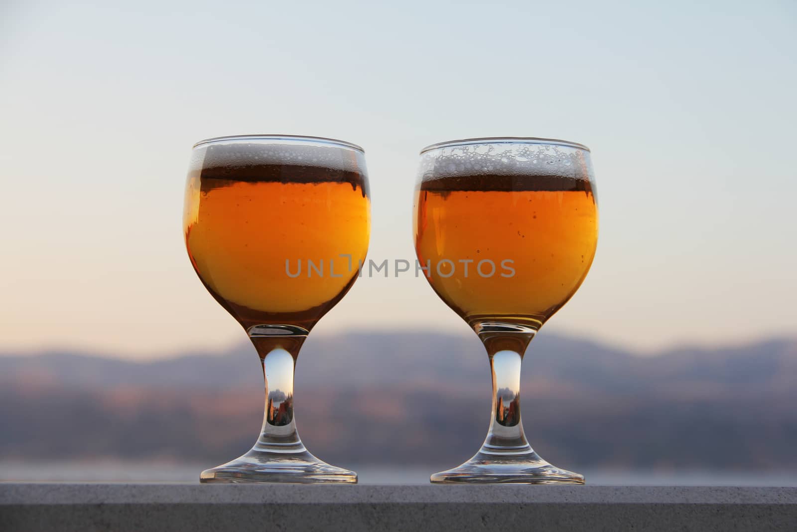 Two glasses of beer by destillat