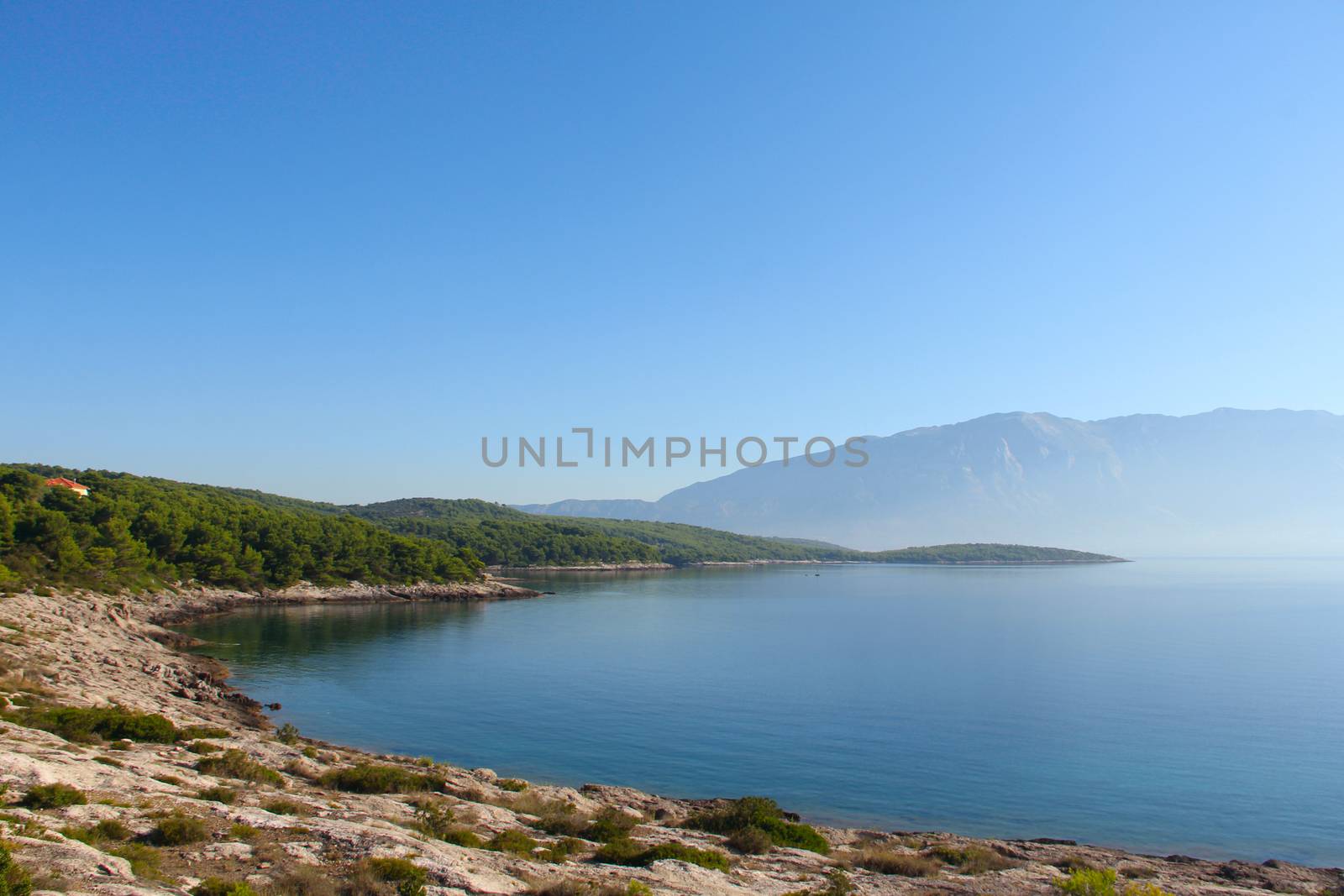 Landscape with sea and mountains by destillat