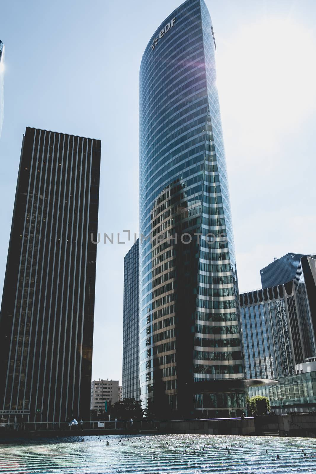 Nanterre, FRANCE, May 09, 2017 - An overview of the major buildings of the Defense business district in Paris